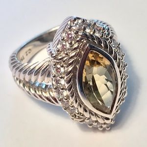 JUDITH RIPKA MARQUISE CITRINE & DIAMONIQUE RING